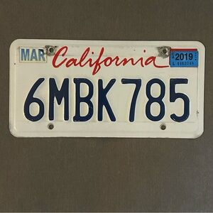 California license plate.